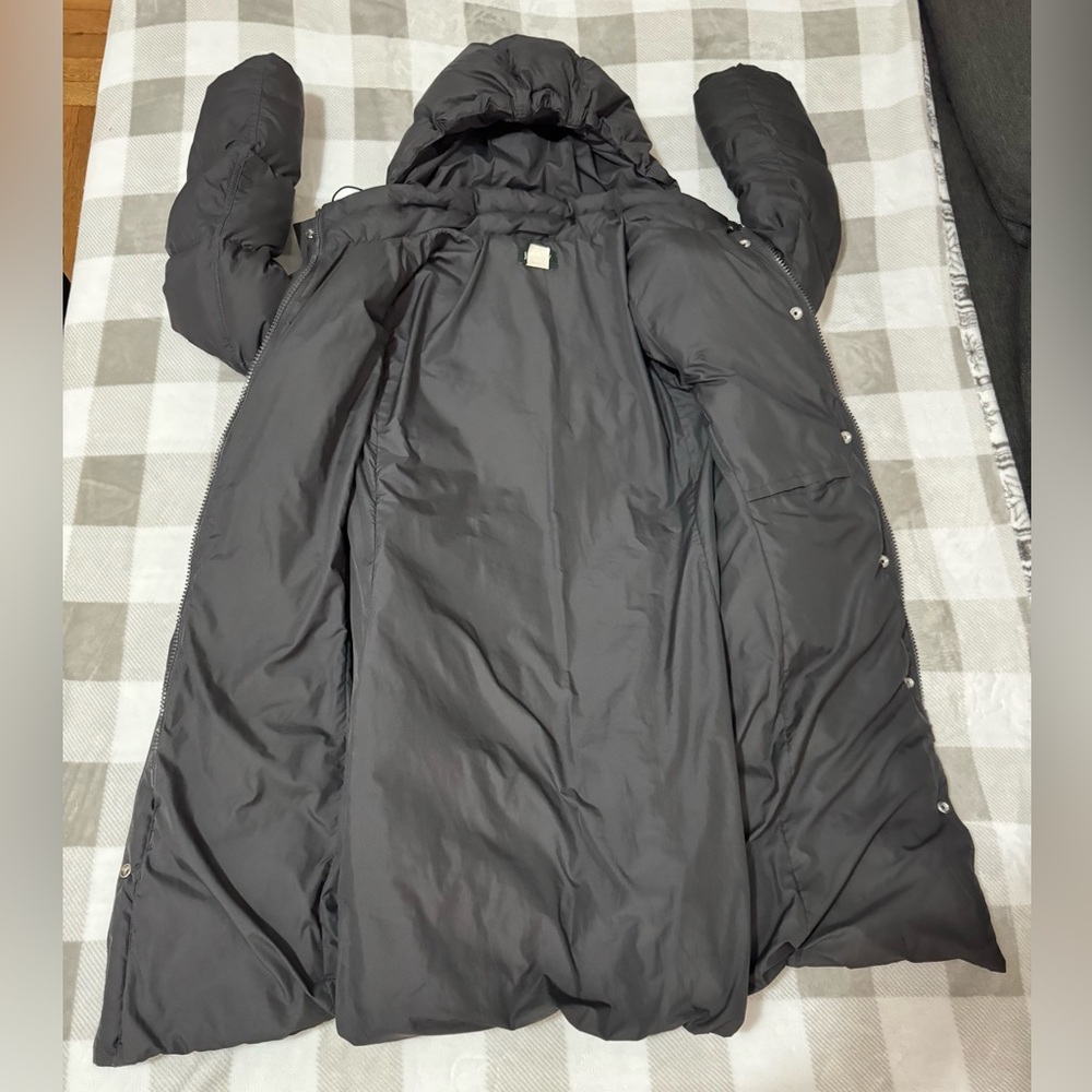 J Crew Women’s Dark Gray Full Length Puffer Jacket Medium - Picture 5 of 16